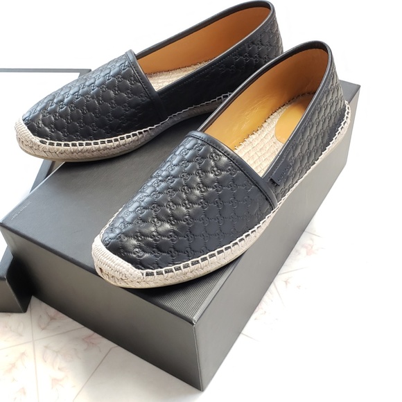 GUCCI AUTHENTIC Black Leather Espadrille Shoes - Picture 6 of 8